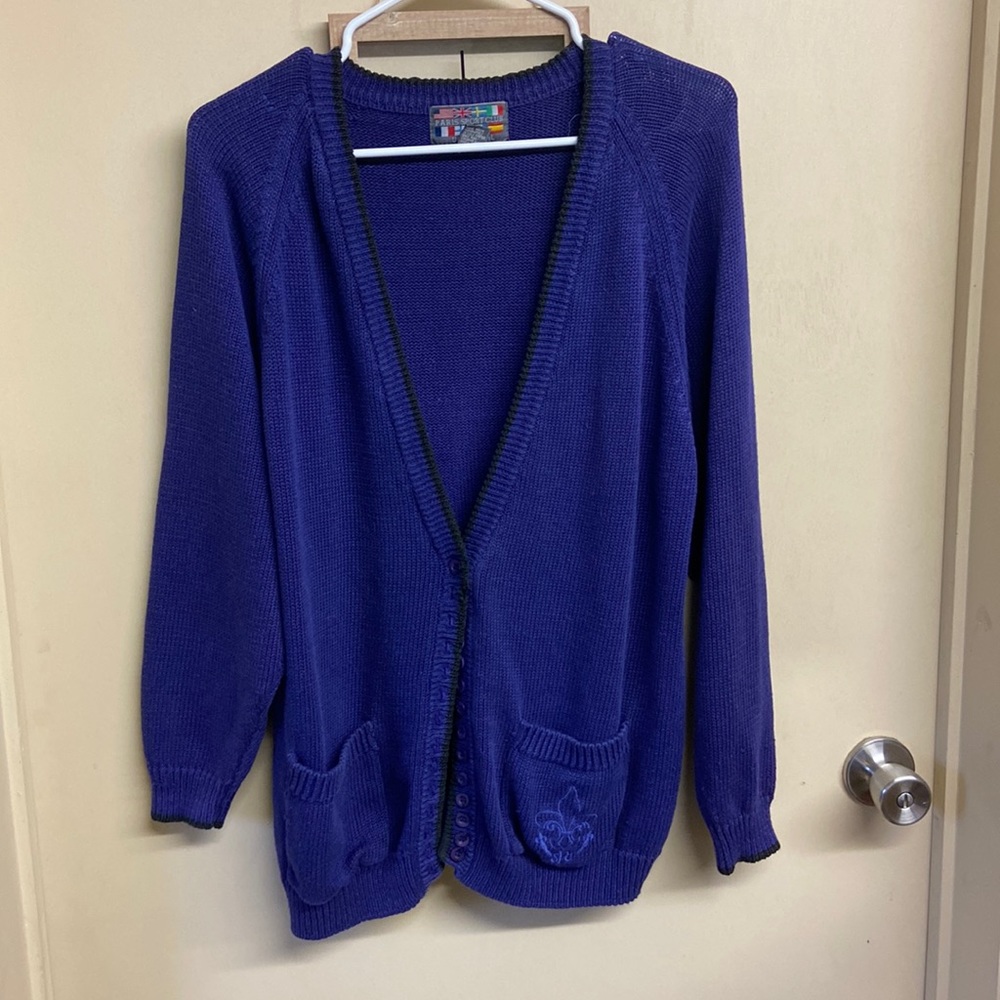 Purple Vintage Paris Sport Club cardigan